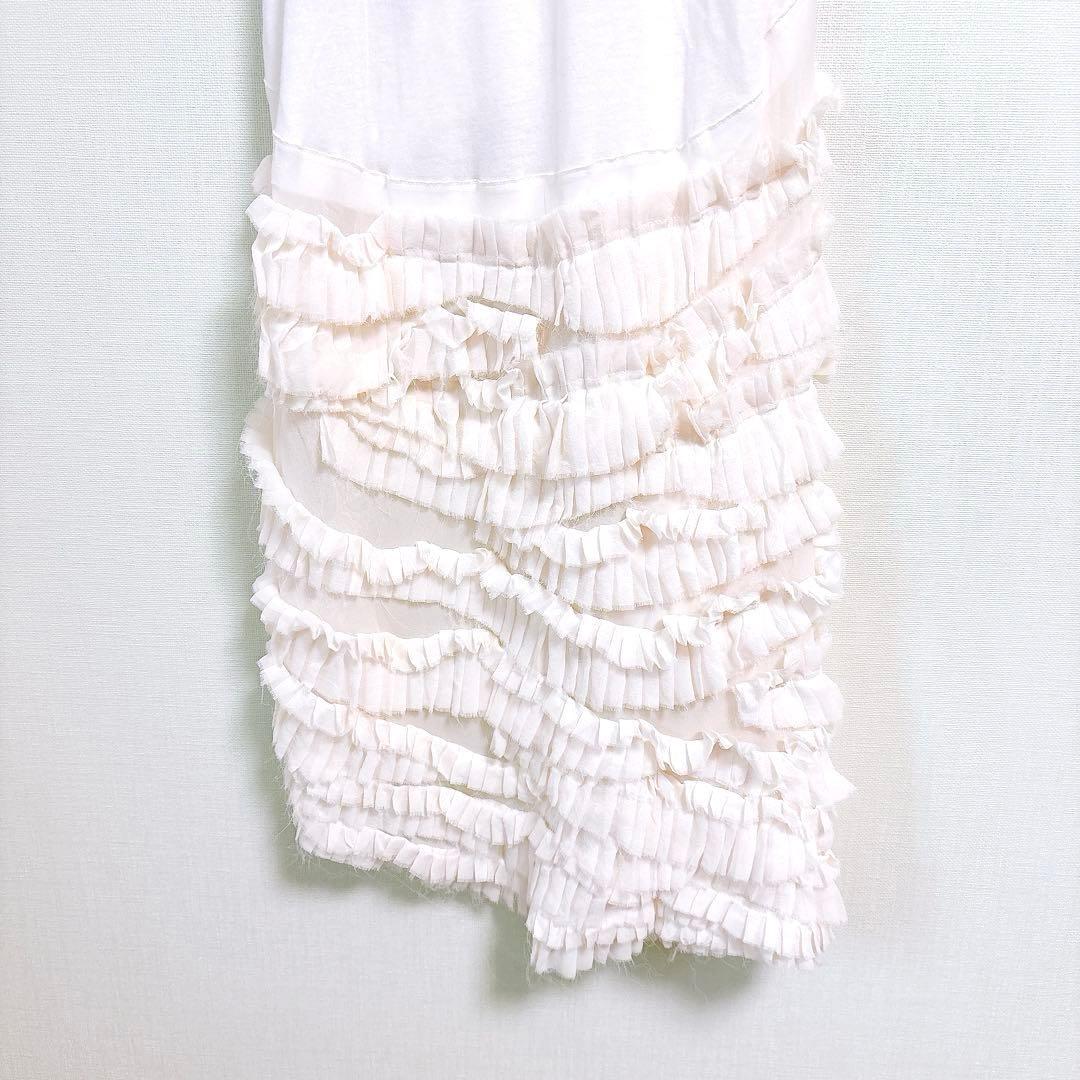 希少✨ハイダーアッカーマン（XXS）半袖トップス シルク混 アシメ フリンジ白