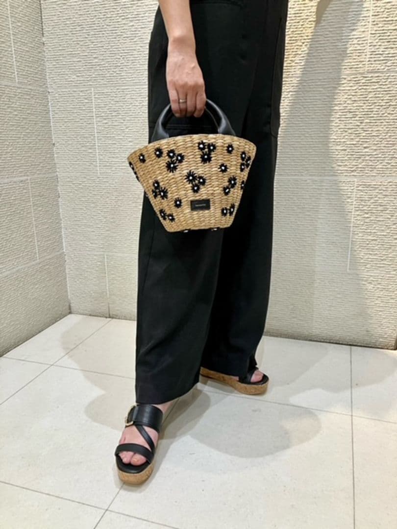 【銀座かねまつ】ウェッジミュールサンダル 黒 24.5cm 未使用品