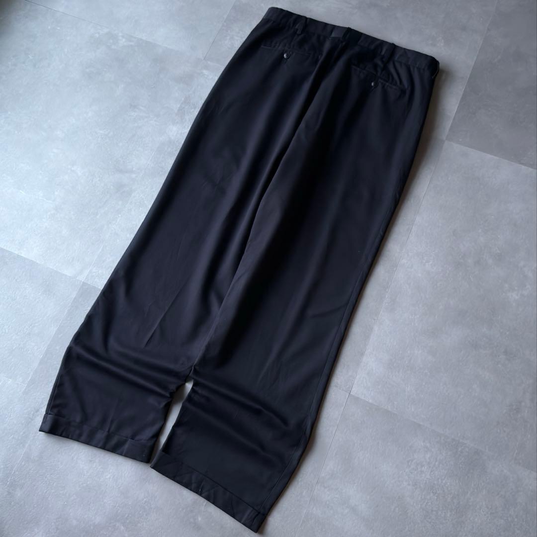 90s レーヨンギャバ ワイドストレート スラックス 2タック W36/L32