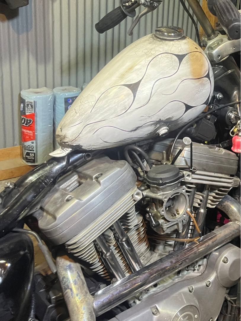 新品ピーナッツタンク エイジング塗装 ハーレー