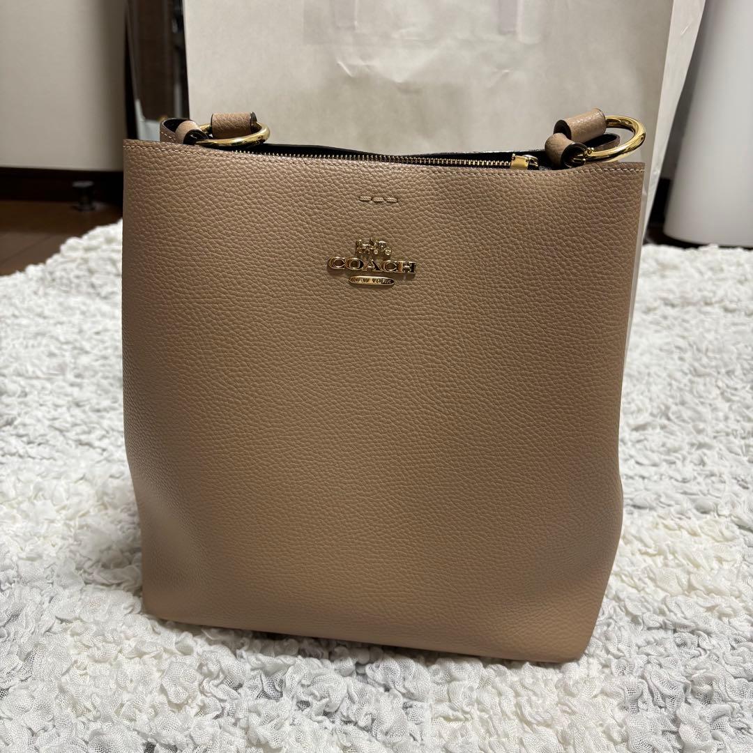 COACH ベージュ レザー バケットハンドバッグorショルダーバッグ
