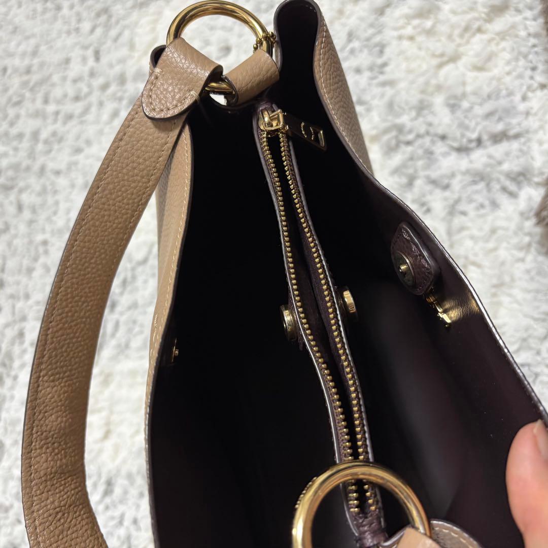COACH ベージュ レザー バケットハンドバッグorショルダーバッグ