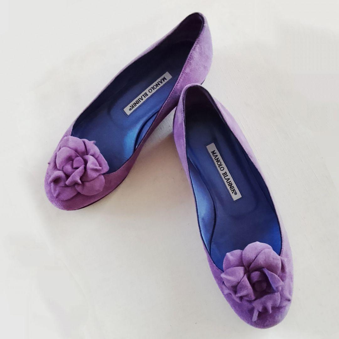 マノロブラニク スウェード パンプス バレエシューズ フラットシューズ