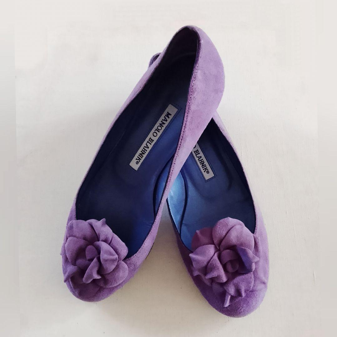 マノロブラニク スウェード パンプス バレエシューズ フラットシューズ