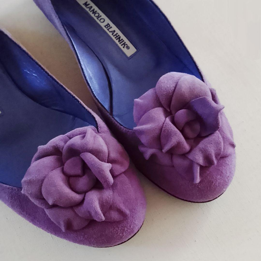 マノロブラニク スウェード パンプス バレエシューズ フラットシューズ