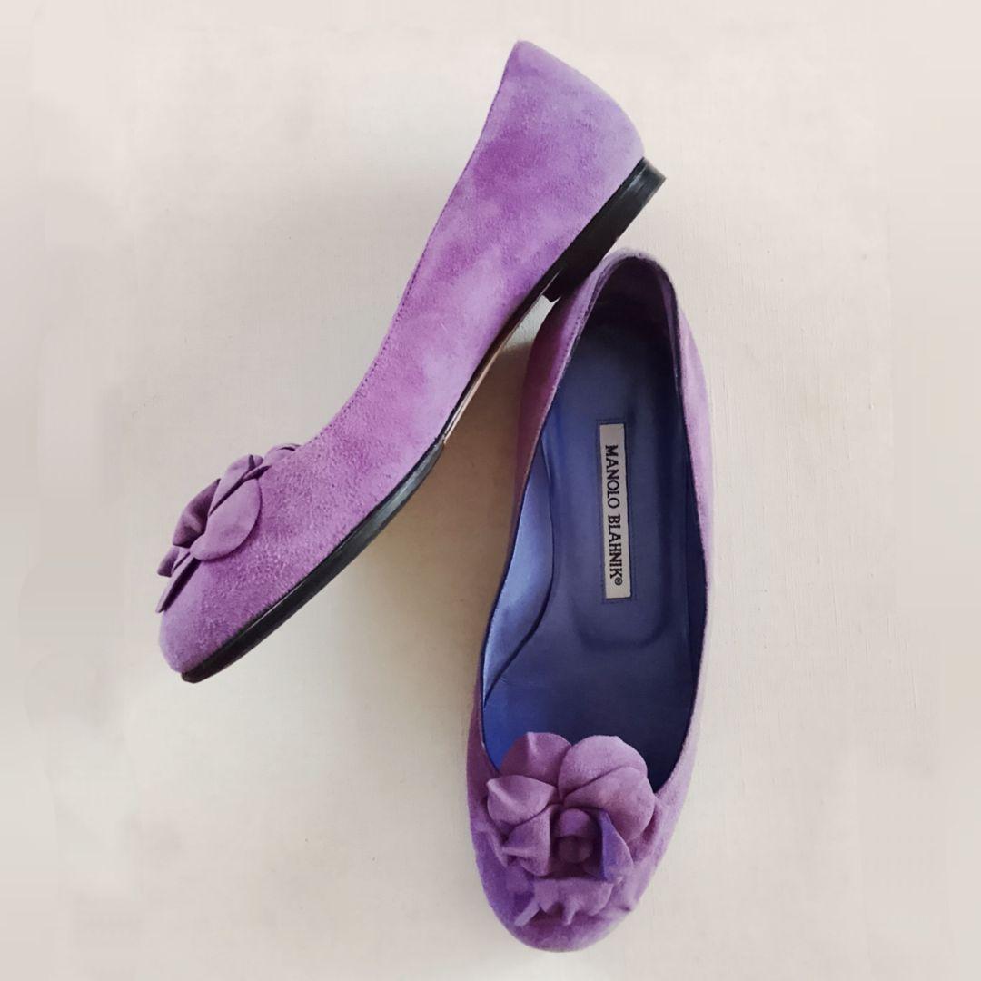 マノロブラニク スウェード パンプス バレエシューズ フラットシューズ