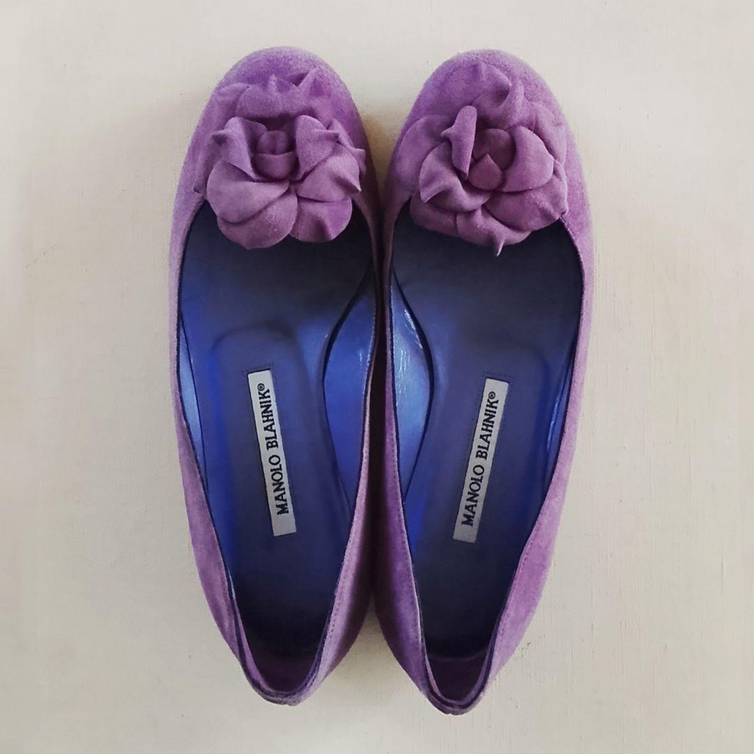 マノロブラニク スウェード パンプス バレエシューズ フラットシューズ