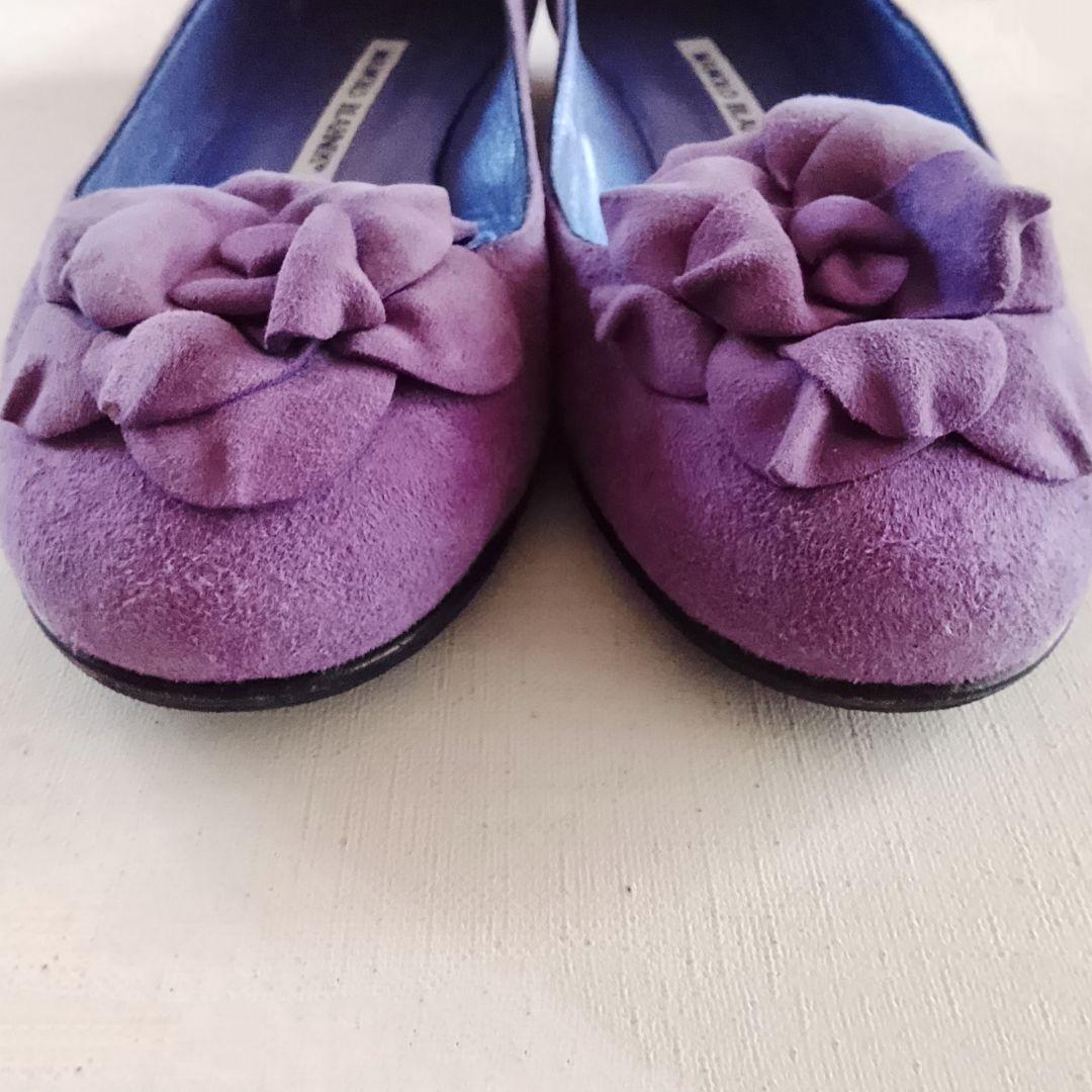 マノロブラニク スウェード パンプス バレエシューズ フラットシューズ