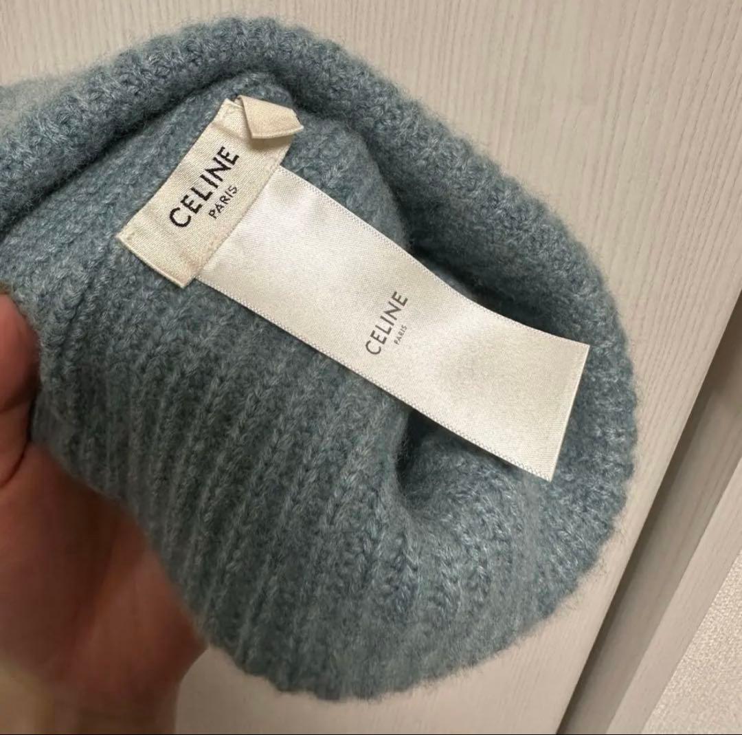 セリーヌ　ニット帽ウール　CELINE エンブロイダリー　ビーニー