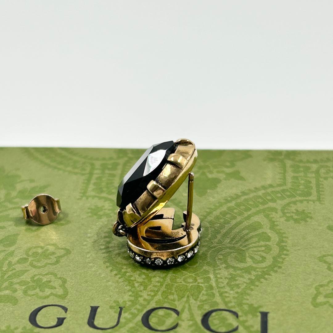 美品✨　グッチ　ピアス　マーモント ラインストーン クリスタル GG ゴールド