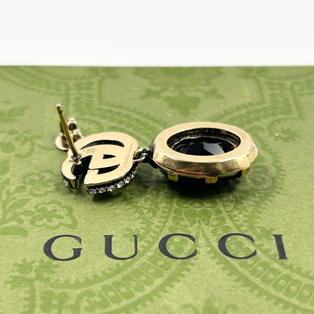 美品✨　グッチ　ピアス　マーモント ラインストーン クリスタル GG ゴールド