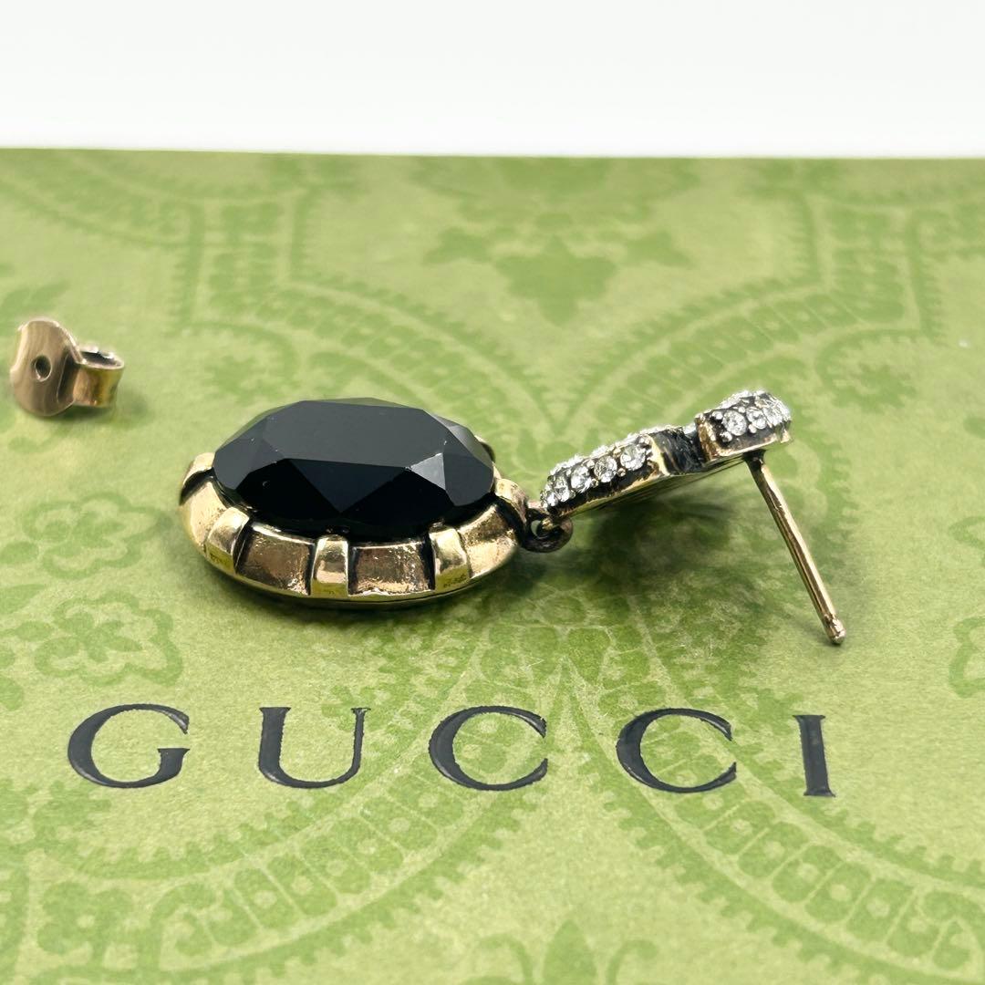 美品✨　グッチ　ピアス　マーモント ラインストーン クリスタル GG ゴールド