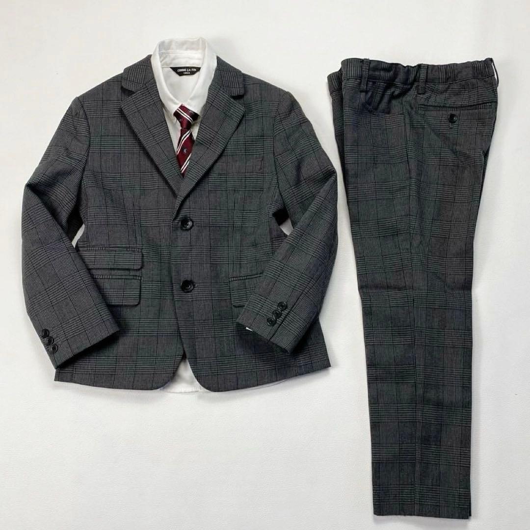 美品✨コムサイズム 120 フォーマルスーツ 豪華4点 グレンチェック 入学式