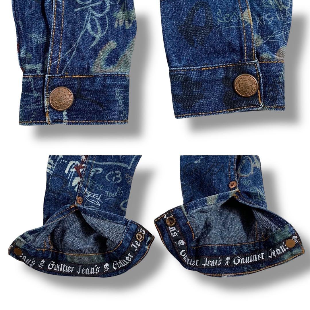 超希少/美品✨ゴルチエジーンズ デニムジャケット グラフィック プリント 36