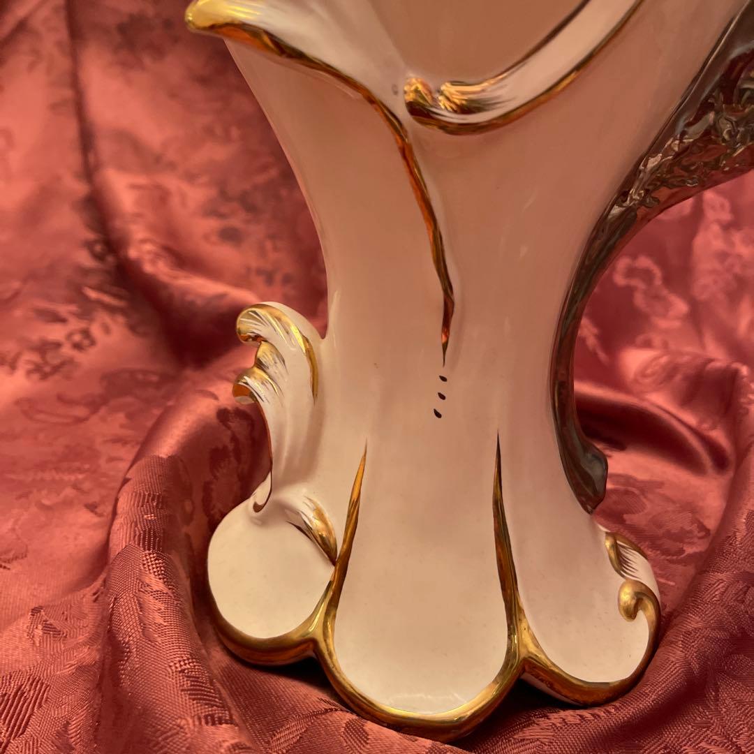 ロココ調ファン必見！ロココ調　ヴィンテージ希少品　薔薇柄花瓶　ヨーロッパ陶器