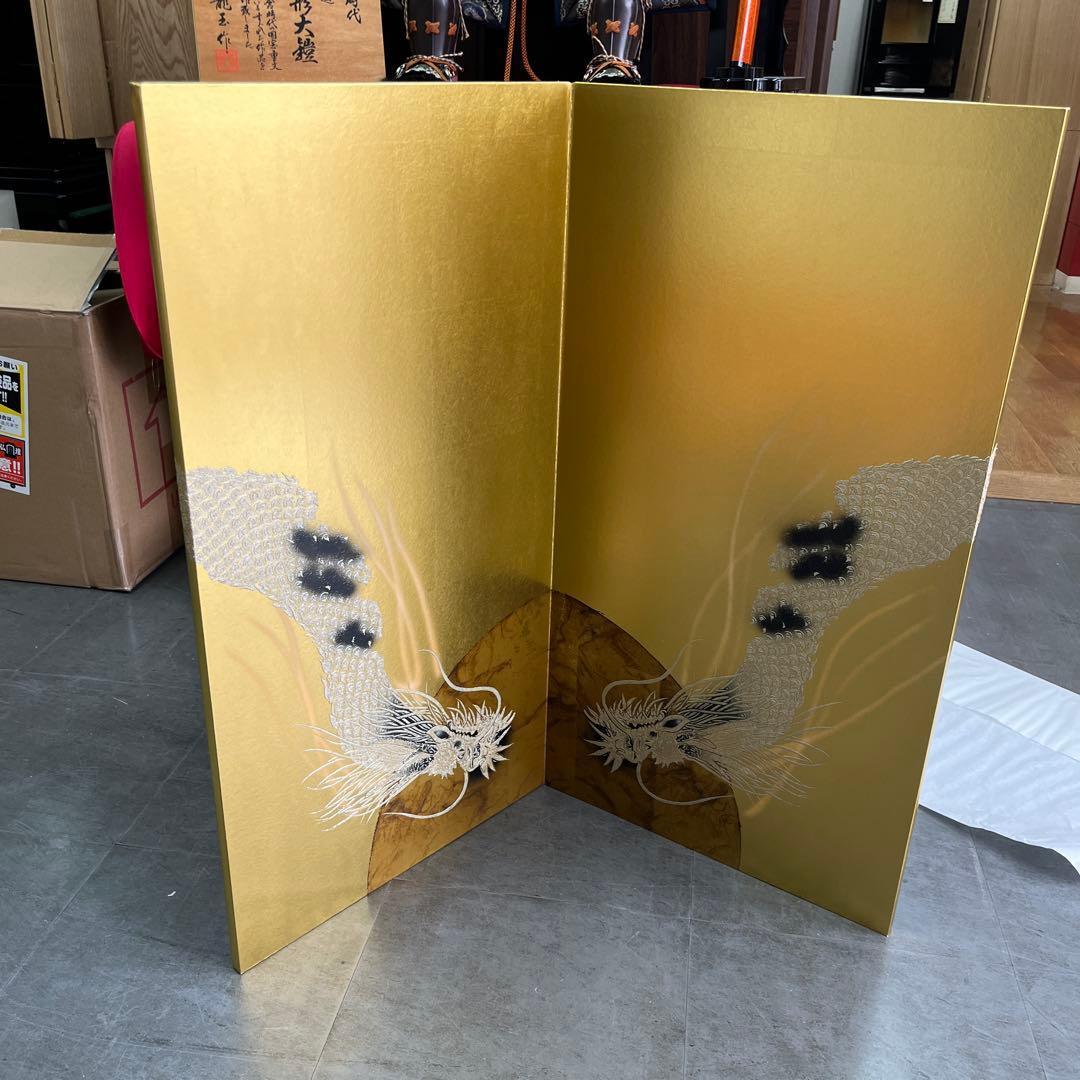 金箔の双龍の屏風２５号　わかさや人形店閉店処分品全品9割引き