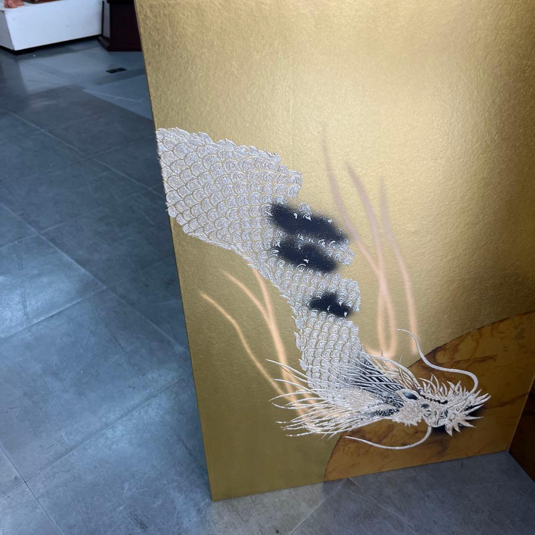 金箔の双龍の屏風２５号　わかさや人形店閉店処分品全品9割引き