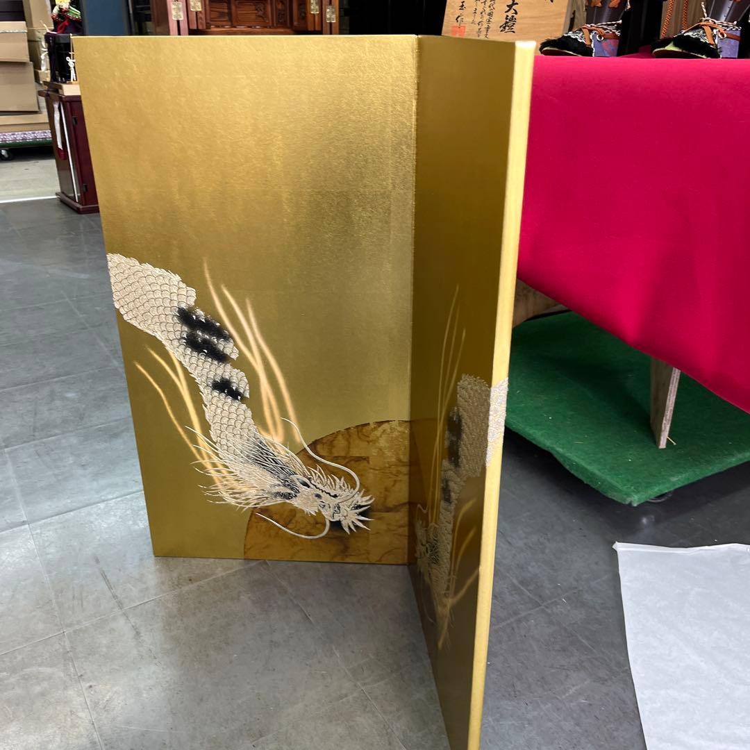 金箔の双龍の屏風２５号　わかさや人形店閉店処分品全品9割引き
