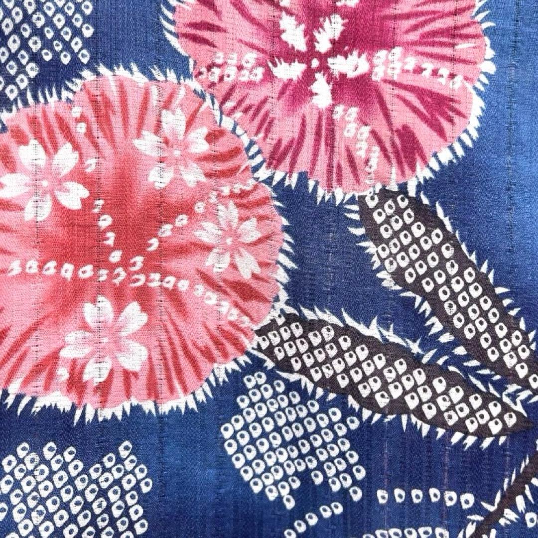 浴衣　綿絽　蜻蛉　朝顔　桜　鹿の子　水波紋　着物　074a d