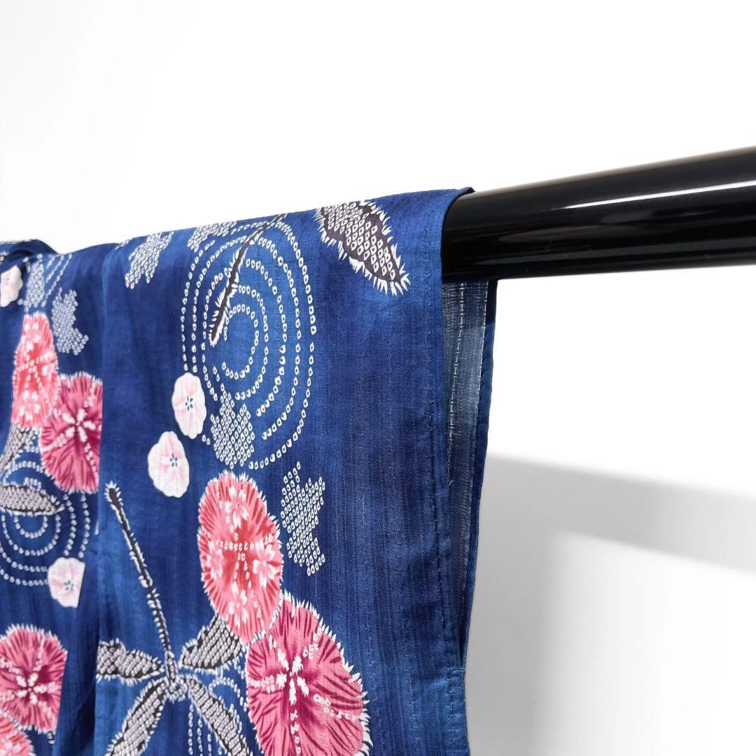 浴衣　綿絽　蜻蛉　朝顔　桜　鹿の子　水波紋　着物　074a d