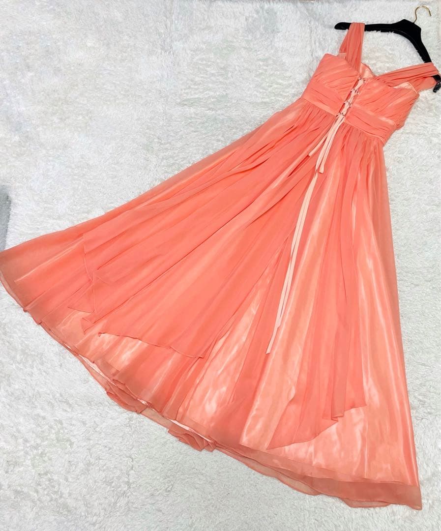 希少✨エメ✨ステージドレス　演奏会 9号　サーモンピンク　ギャザーフレア