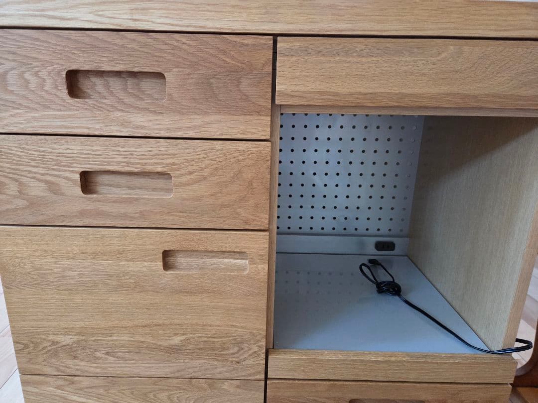 【送料込】unico ヒュッテ　オーク　レンジボード　キッチンボード