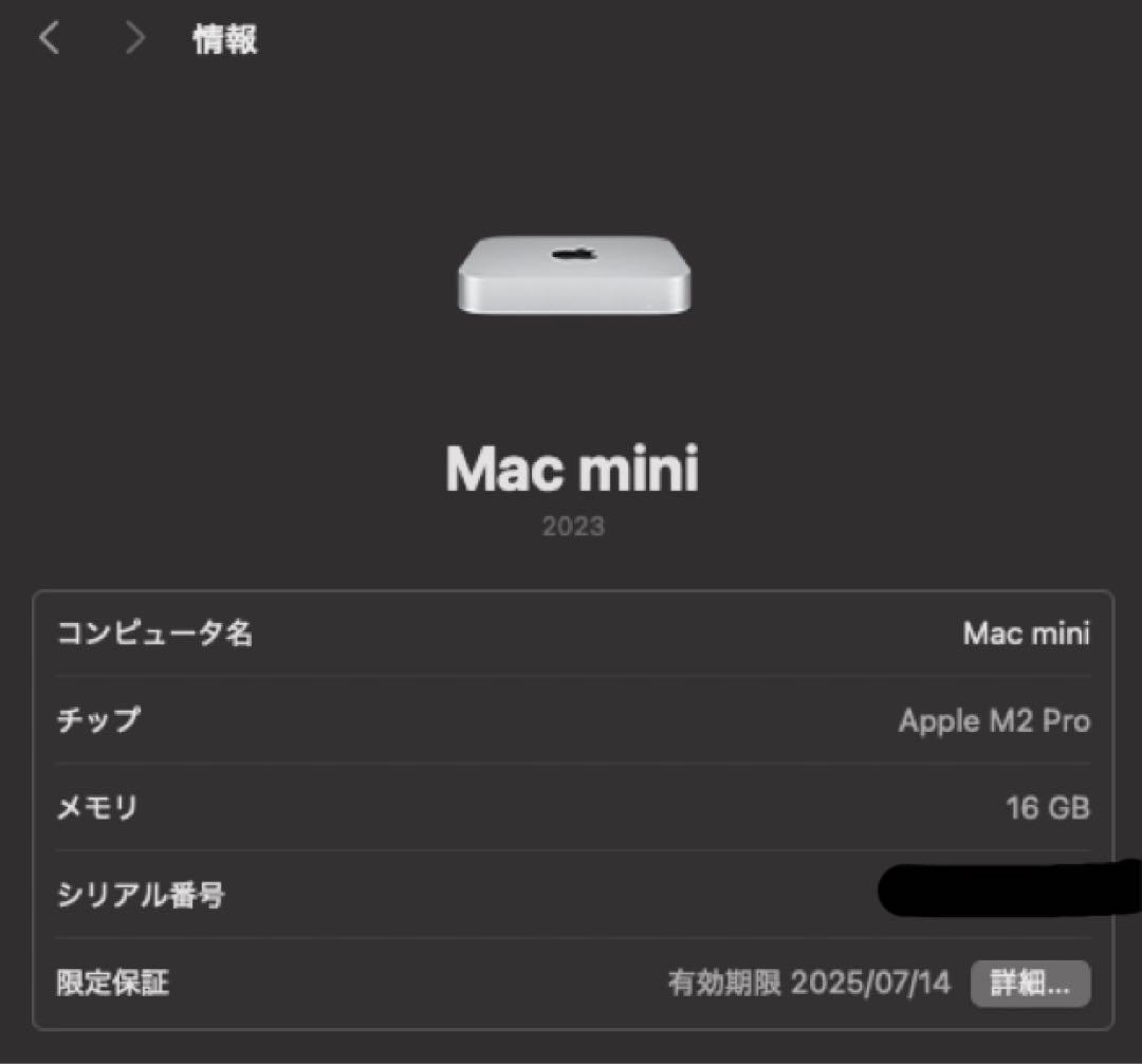 【美品】Apple Mac mini M2Pro 16GB 512GB