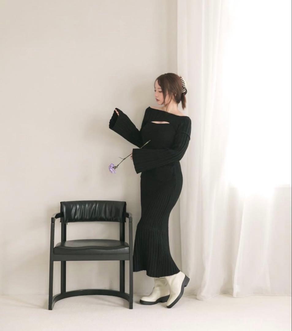 andmary juna knit mermaid dress ブラック