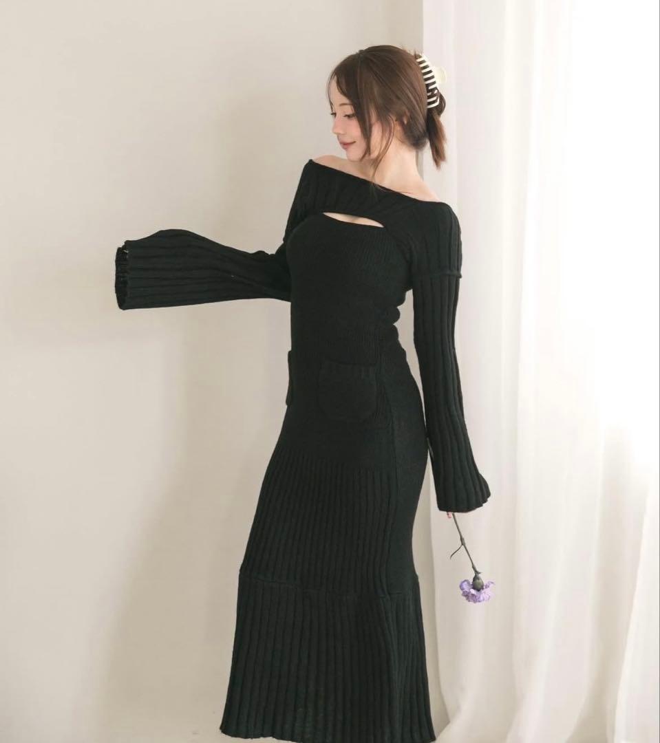 andmary juna knit mermaid dress ブラック