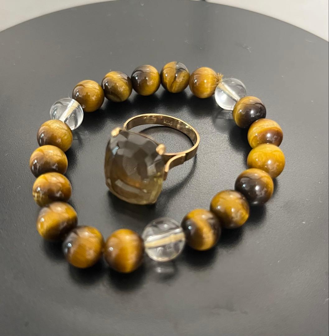 R60-タイガーアイとクリスタルのアクセサリーセット