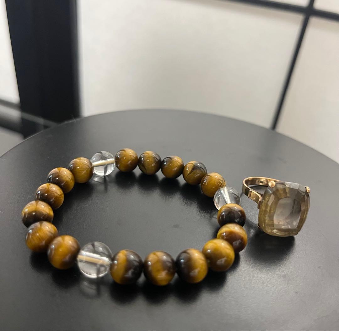 R60-タイガーアイとクリスタルのアクセサリーセット