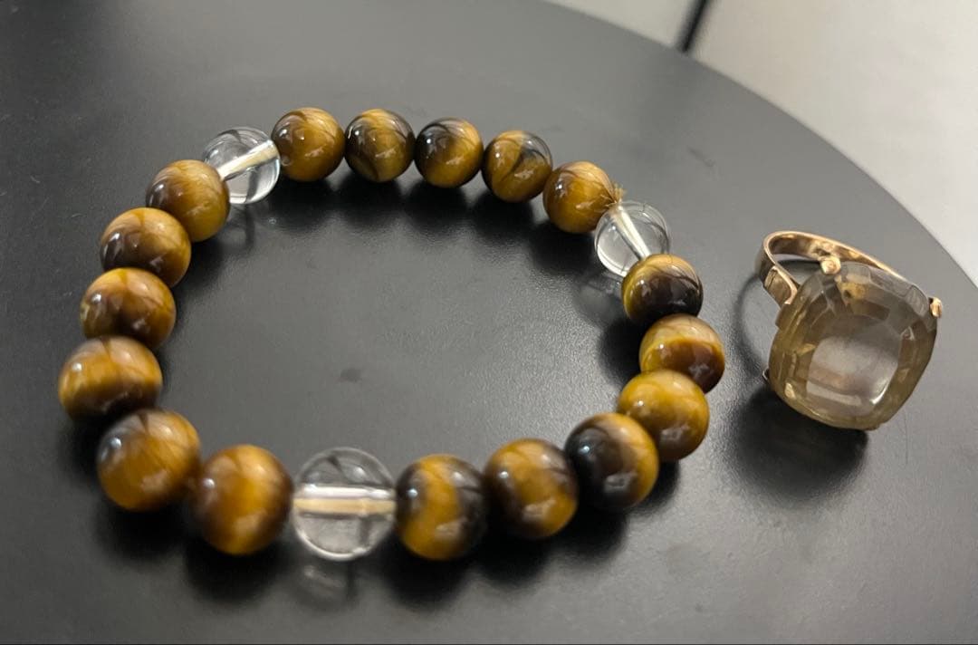 R60-タイガーアイとクリスタルのアクセサリーセット