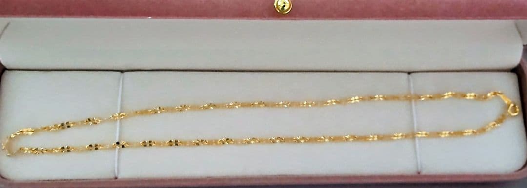 ゴールド k24金製 花模様 ネックレス 大人気 45cm 鑑定書付き