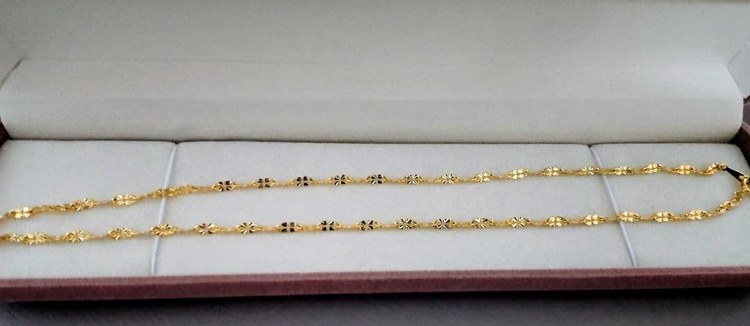 ゴールド k24金製 花模様 ネックレス 大人気 45cm 鑑定書付き