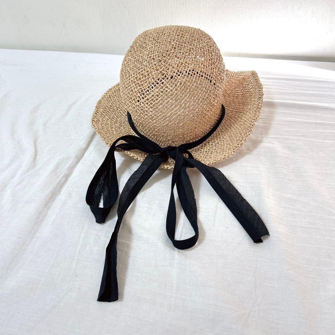 【scha】リボン付きシーグラスハット（L）【定価約¥40,000】麦わら帽子