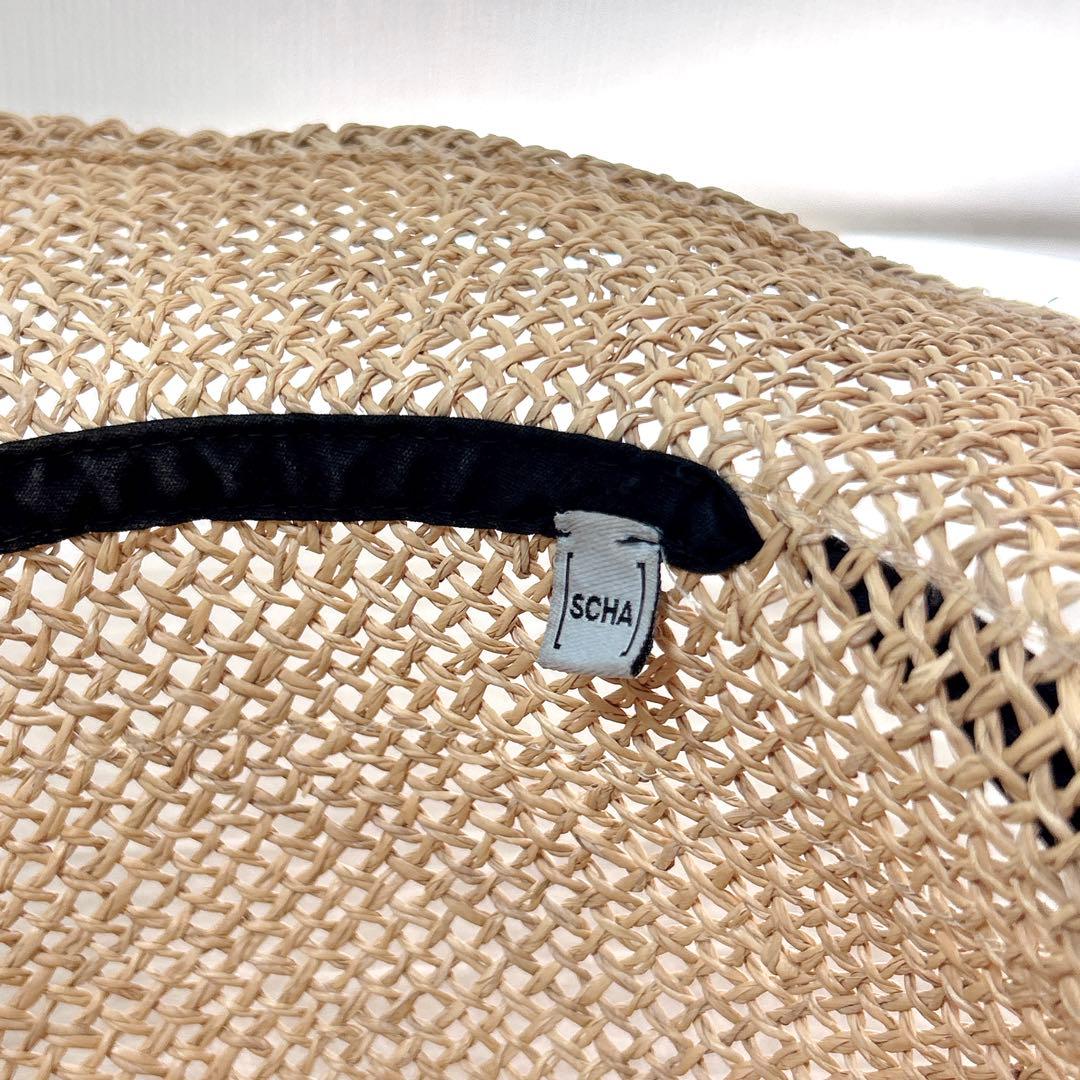 【scha】リボン付きシーグラスハット（L）【定価約¥40,000】麦わら帽子