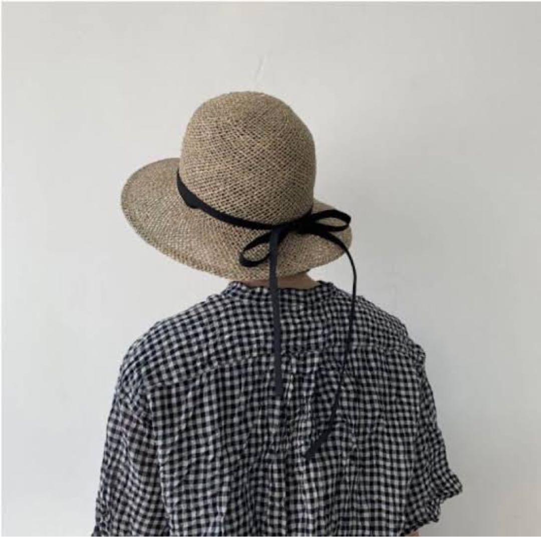 【scha】リボン付きシーグラスハット（L）【定価約¥40,000】麦わら帽子