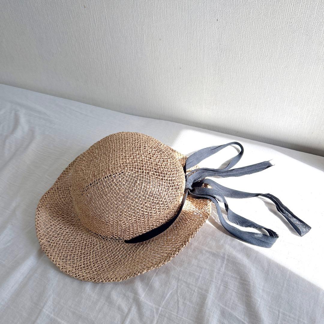 【scha】リボン付きシーグラスハット（L）【定価約¥40,000】麦わら帽子