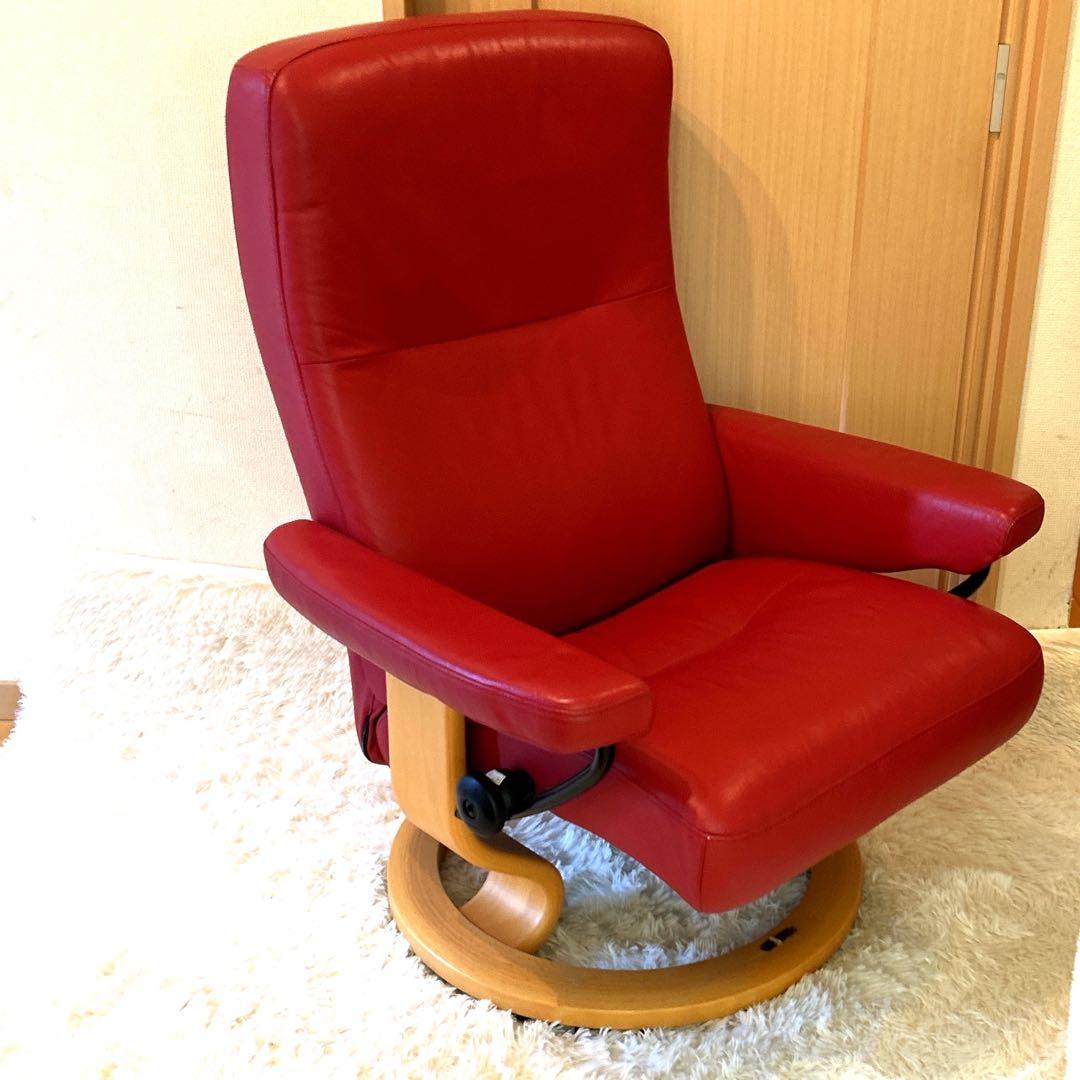 極美品　EKORNES リクライニングチェア 赤