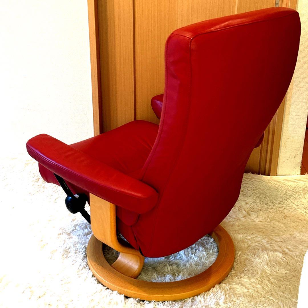 極美品　EKORNES リクライニングチェア 赤