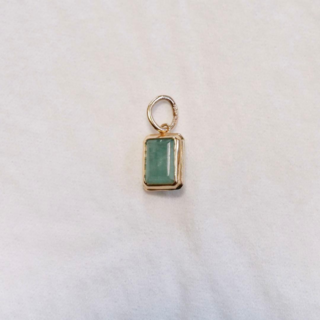 agete K10 エメラルド チャーム ペンダント