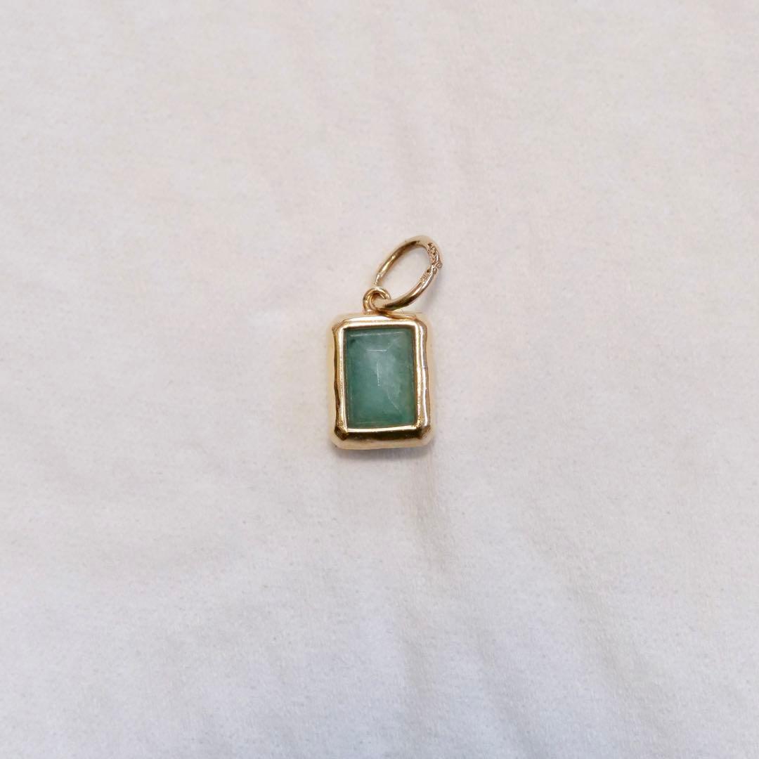 agete K10 エメラルド チャーム ペンダント