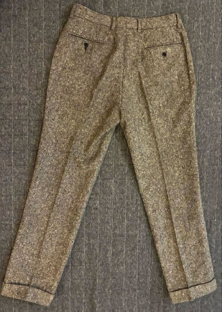 マリオマッテオ ツイード　グレー ワンタックスラックス　ウール100 イタリア製