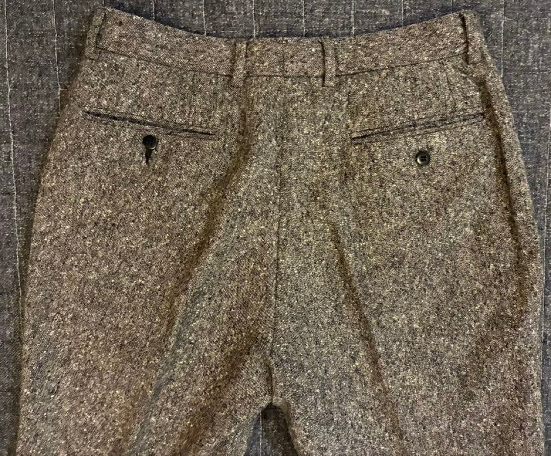 マリオマッテオ ツイード　グレー ワンタックスラックス　ウール100 イタリア製