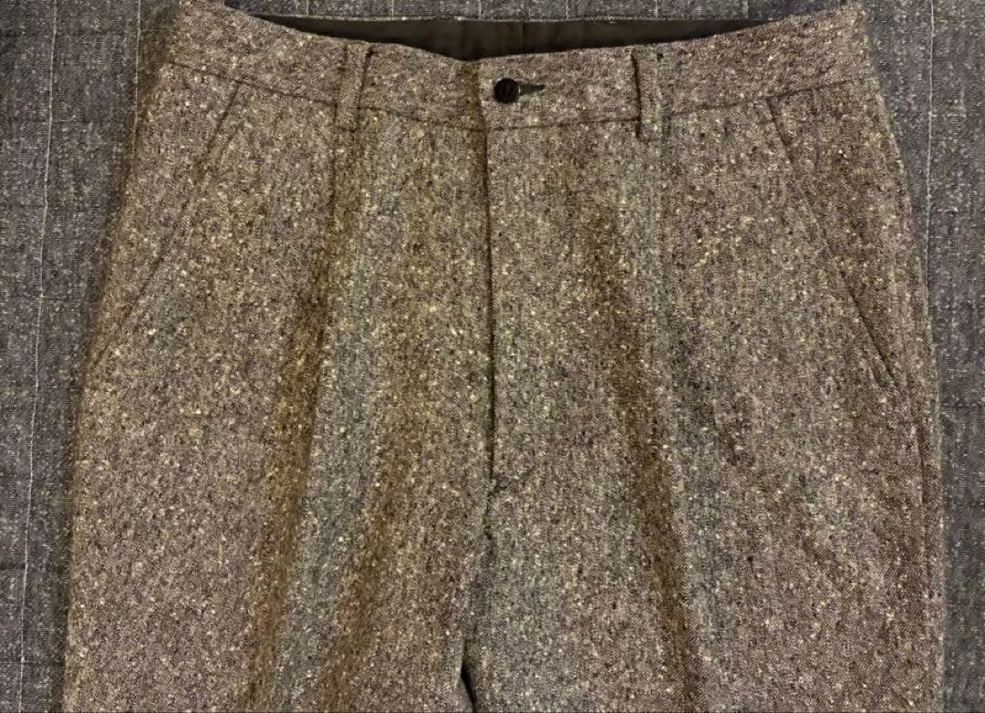 マリオマッテオ ツイード　グレー ワンタックスラックス　ウール100 イタリア製