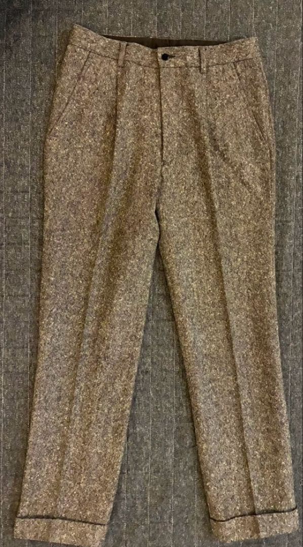 マリオマッテオ ツイード　グレー ワンタックスラックス　ウール100 イタリア製