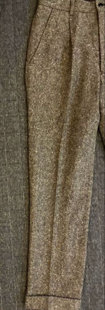 マリオマッテオ ツイード　グレー ワンタックスラックス　ウール100 イタリア製