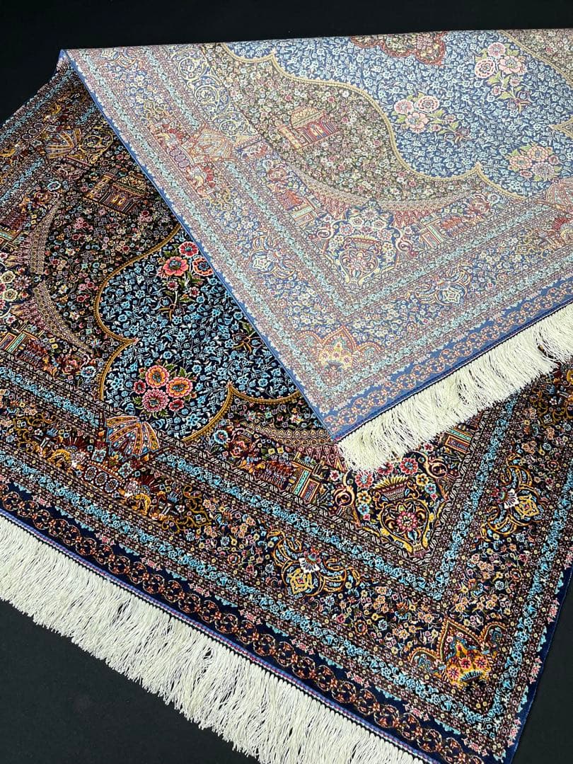 最高級 ペルシャ絨毯シルク イラン クム産 約225万ノット102×150cm