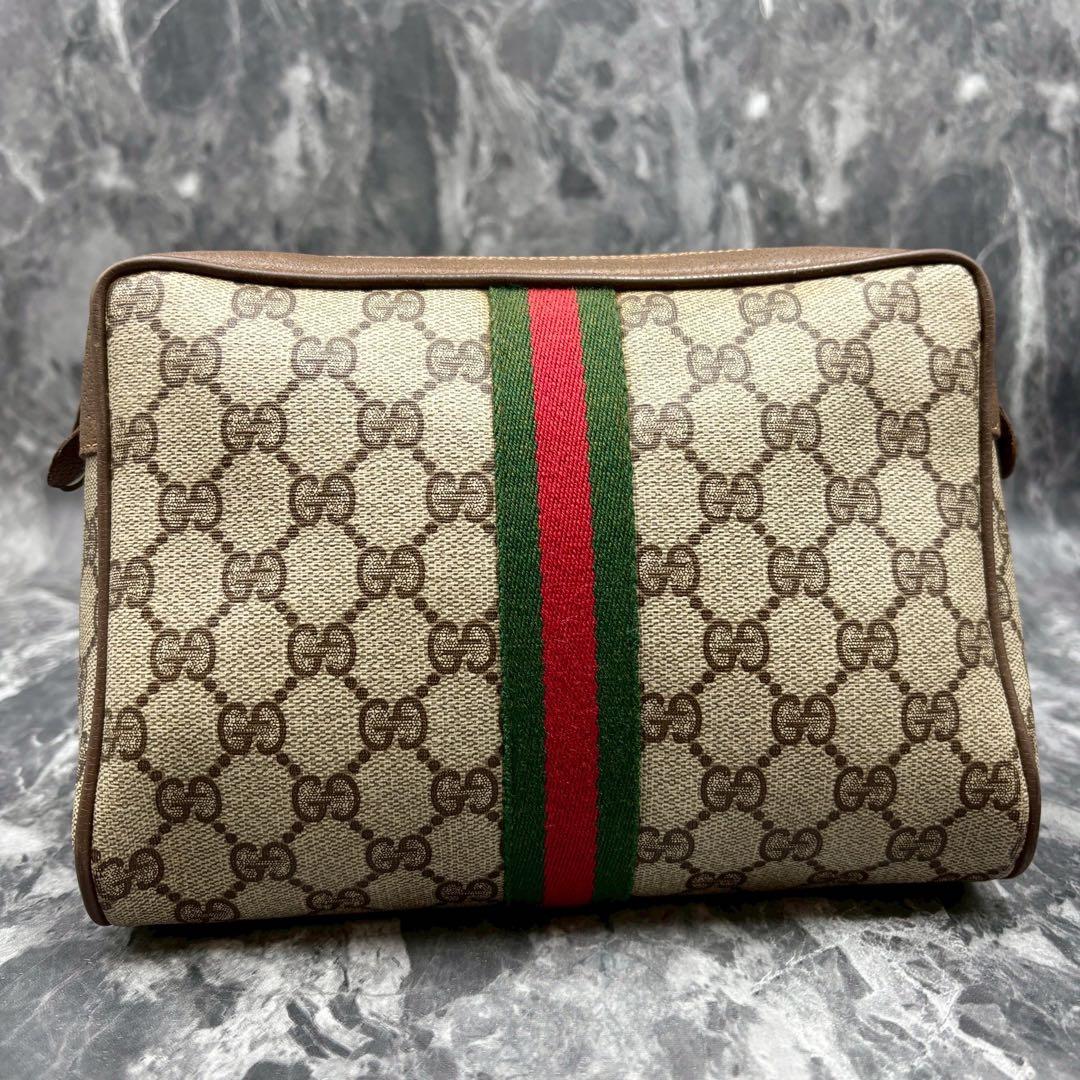 ✨極美品✨GUCCI シェリーライン GG レザー クラッチバッグ ブラウン