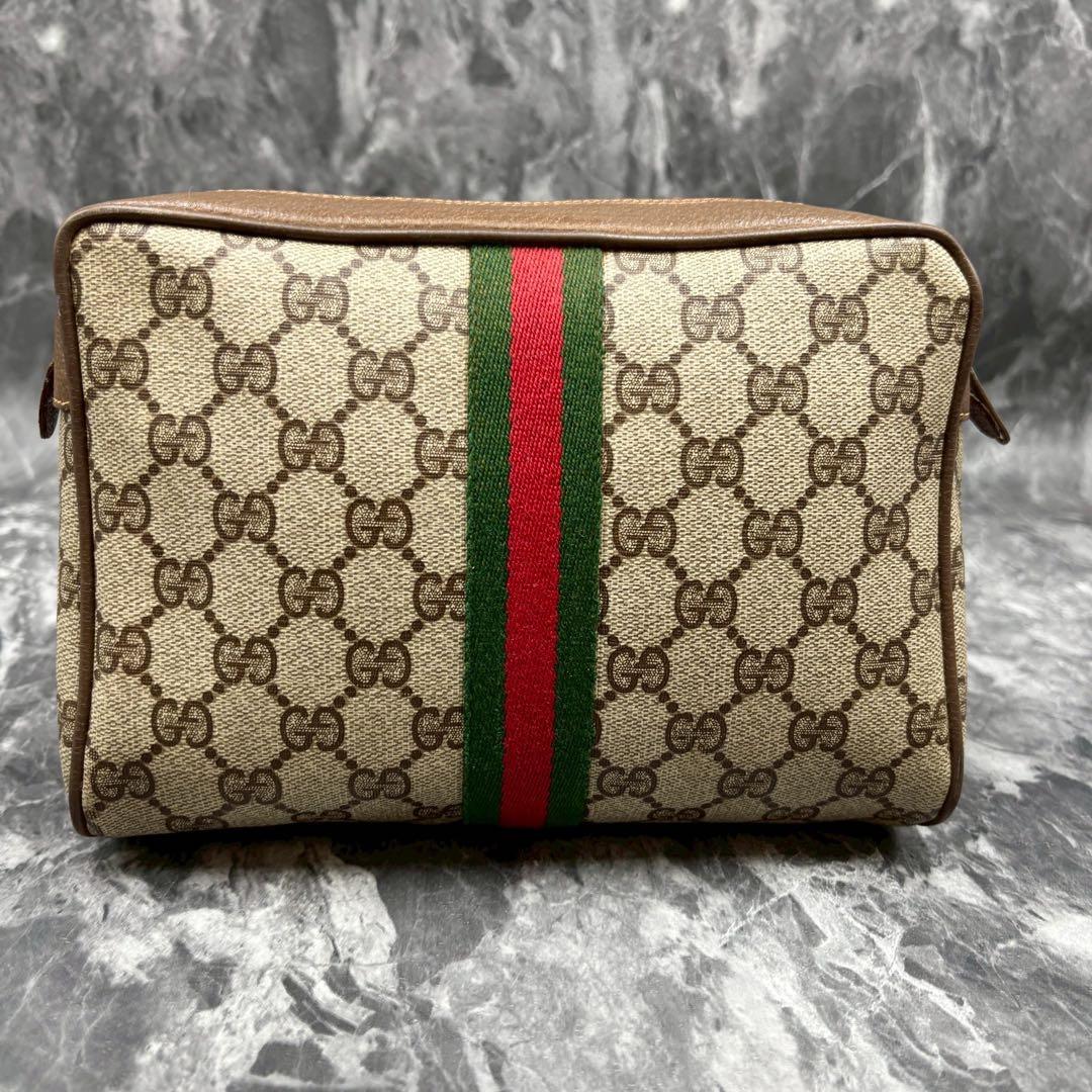 ✨極美品✨GUCCI シェリーライン GG レザー クラッチバッグ ブラウン